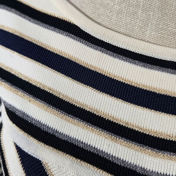 WHITE HOUSE BLACK MARKET MIXED STRIPE SWEATER METALLIC THREADING PULL OVER SZ XS - Picture 8 of 8